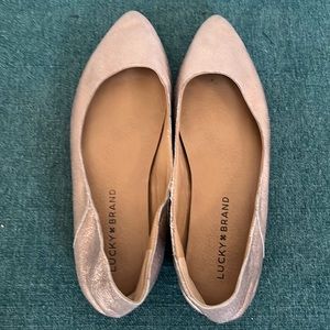 Lucky Brand gold leather pointy toe flats